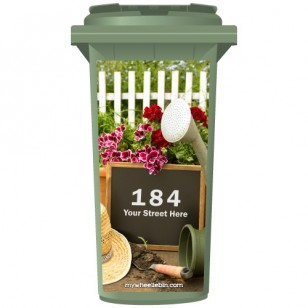 Your House Number Or Name & Street Name On A Chalkboard In The Garden Wheelie Bin Sticker Panel